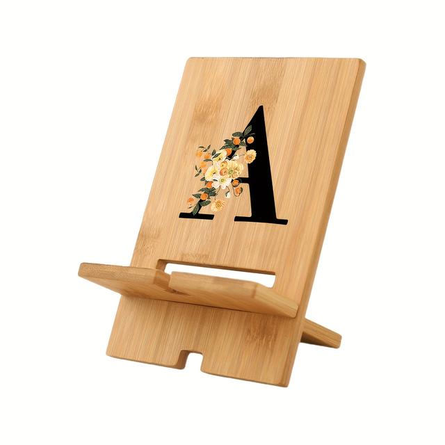 TEMU 1pc Wooden Phone Stand With A-z Letters And Design, A Multi-functional Stand For Both Smartphones And Tablets. It Helps Organize And Is Suitable For Use At Home And Office.