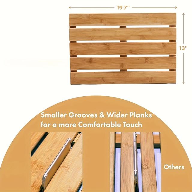 TEMU Alfombrilla de baño de bambú - Alfombrilla de ducha y bañera antideslizante, fácil de limpiar, alfombrilla de piso interior y exterior adecuada para spa, saunas, piscinas.