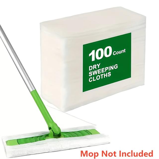 TEMU Flat Woven Disposable Dry Mop Pads For Sweeping, Anti-static Dry Cleaning Cloths, Effective For Picking Up Hair And Pet Fur