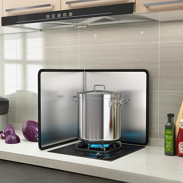 TEMU Kitchen Gas Stove High Temperature Resistant Insulation Board- Cooking Oil Splash Shield Stainless Steel Oil Shield