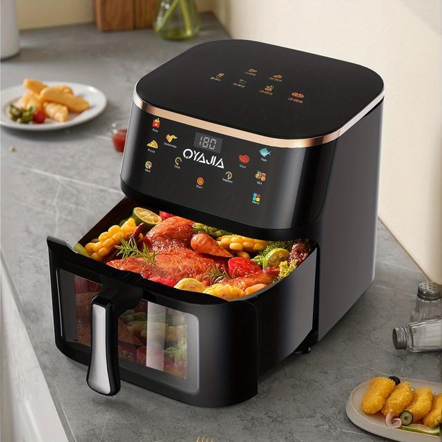 TEMU Window Air Fryer 10.5l, Rapid Air Technology, 90% , Energy Saving, 7-in-1 , , Dishwasher Safe, Digital Display, +1 Minute Button, 1800w Power