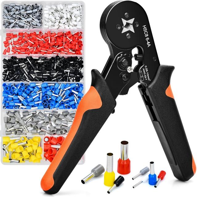 TEMU Professional Crimping Kit With 1200pcs, Including A Wire Terminal Crimper Suitable For 0.5-10mm², Featuring 1200 Insulated Connectors And A Storage Case - Perfect For Electricians And Enthusiasts