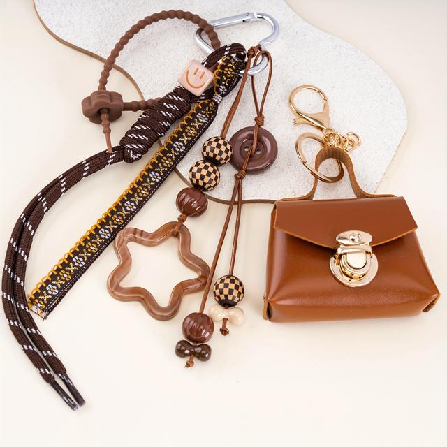 TEMU 2pcs/1pcs Bolsa de Moedas Original em PU com Chaveiro, Bolsa Unissex com Pingente de , Chaveiro DIY, Bolsa para Chave de Carro, Celular, Fone de Ouvido, Acessório de Bolsa Novidade