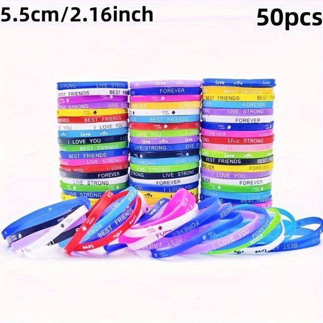 TEMU Nuevo de 50/100 Piezas Pulseras de Silicona para Mujeres y Hombres Estilo Elástico Joyería Regalos Variedad Surtida Venda al Por Mayor