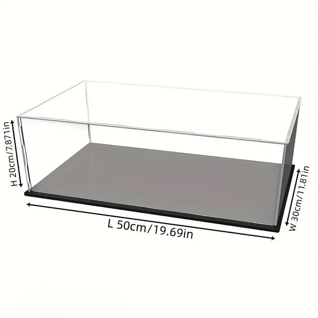 TEMU Acrylic Display Case With Base - Dustproof, Transparent For Action Figures & Collectibles, 19.69x11.81x7.87 Inches - Perfect Gift Idea