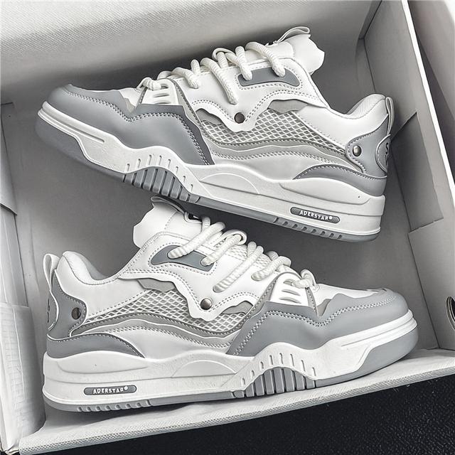 TEMU Chaussures de Skate Mode Homme - Baskets Basses Respirantes à Design Rayé pour Tenue Décontractée et , Chaussures de Skate