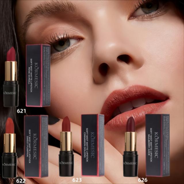 TEMU 4pcs Velvet Matte Lipstick Set - Moisturizing, Long-lasting, Waterproof, , Adult-range, Suitable For Types, Rose Scroll, , Oolong, Juice