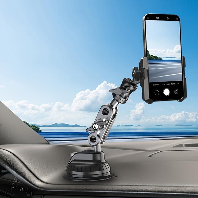 TEMU Adjustable Car Dashboard , Large Suction Cup Aluminum Phone Holder, -joint Flexible Arm, , Compatible 4.7-7 Inch Smartphones, Abs Material, Suitable Vehicles And