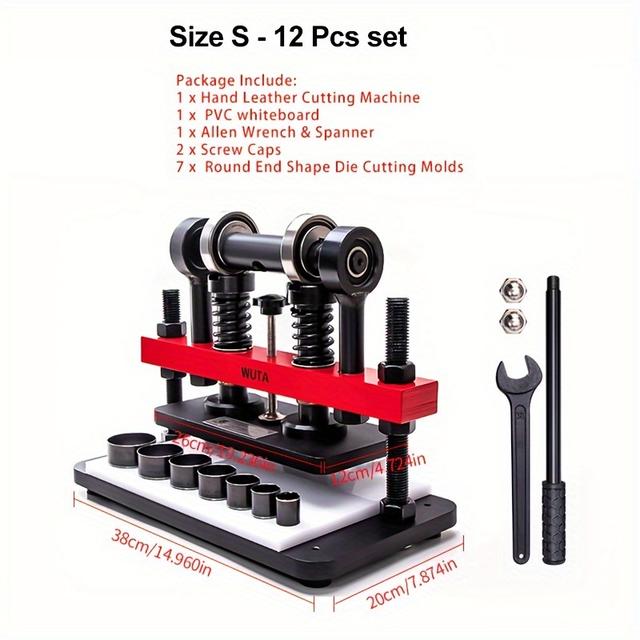 TEMU WUTA Professionelle Manuelle Kunstleder-Stanzmaschine - Handpressen Prägen & Formen Werkzeug für DIY Bastelarbeiten, Stoff- & Papierstanzen - Langlebiger #45 Kohlenstoffstahl, Hohe (Größe S)