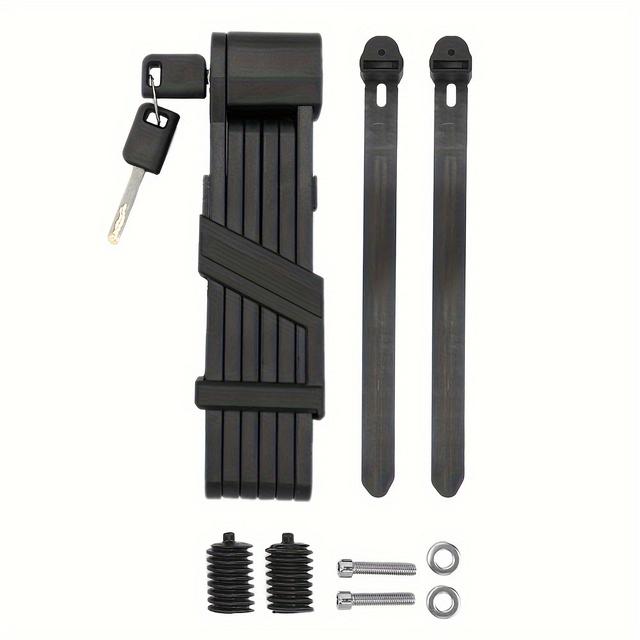 TEMU High-strength Steel Folding Bike Lock - 34.25" Portable Anti-theft Security For Bicycles, Electric Scooters, Motorcycles & More - Waterproof & Dustproof, Black