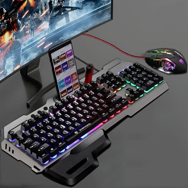 TEMU 2pcs Wired Gaming Keyboard And Mouse Set With Mechanical Feel Keyboard & Adjustable Dpi Mouse - Rgb Backlit, Usb- Compatible For Pc, Ps4, Ps5, - Pc Gaming For Pc/laptop (2-in-1)