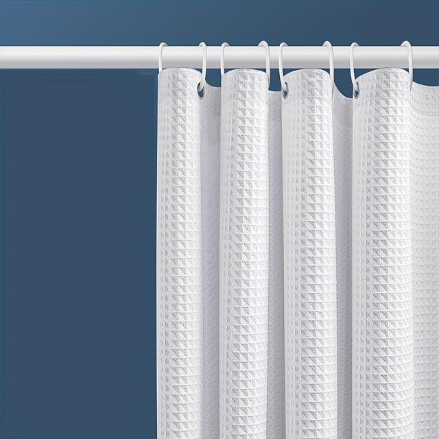 TEMU 1 Stück Verdickte Jacquard Waffelgewebe Duschvorhang, Ein Badezimmervorhang Und Heimdekoration, Kommt Mit Passenden Haken