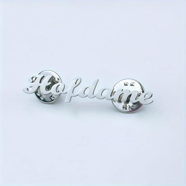 TEMU Custom Name Stainless Steel Brooch, Collar Pin, Fashionable Minimalist Men's Shirt Lapel Pin Jewelry