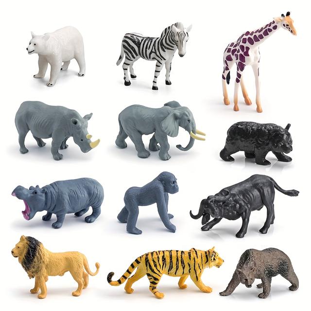 TEMU Simulated Wildlife , Tiger, Lion, Brown Bear Models, Static Desktop Ornaments, Teaching Toys