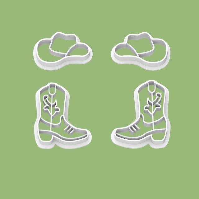 TEMU 4pcs Plastic Polymer Clay Cutting Molds Set - Boot & Hat Making Kit With Hollow Out Detailed Shoe/ Molds For Earrings, Pendants, Charms - Craft Tool For Polymer Clay Artists, Beginners & (no Mold