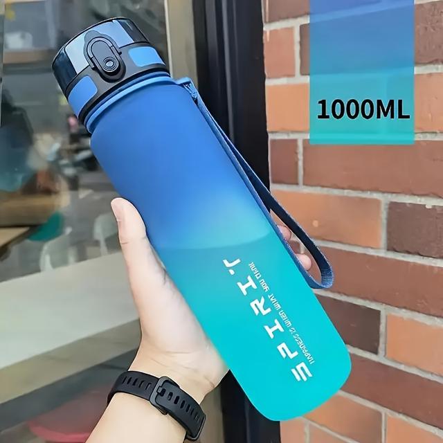 TEMU 1pc 750/1000ml Gradient Water Bottle With Straw Lid, Leak-proof Sports With Carry Loop, Suitable For Hot/cold Beverages, Ideal For Gym, Outdoor Travel, Hiking, And Outdoor Sports
