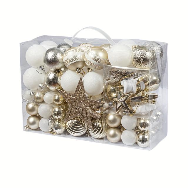 TEMU Une boîte contenant 106 boules de Noël décoratives, avec galvanisation et faites à , parfaites pour décorer votre sapin de Noël pendant les fêtes.