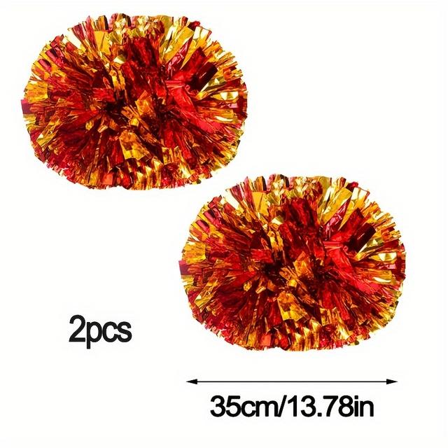 TEMU 2개 세트(1쌍)의 색다른 리본과 중앙 막대가 있는 체어리딩 폼 폼, 팀 스피릿 이벤트, 댄스, 체어리딩, 축구, 농구 대회, 개회식, 크리스마스 및 새해 장식과 같은 축제 활동에 적합합니다.