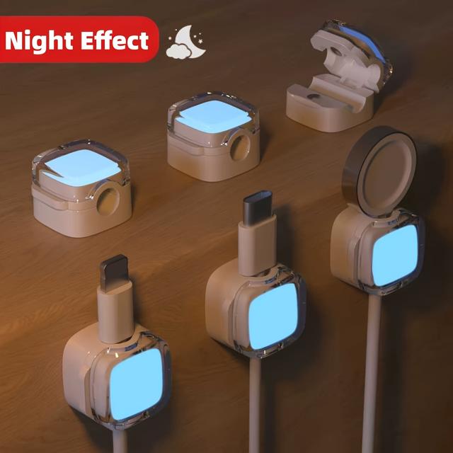 TEMU 6pcs -the-dark Cable Holders, Magnetic Cable Clips, Suitable For Up To 8mm Adhesive Wire Clips, For Desk, Wall, Nightstand, Car, Home, Office, White