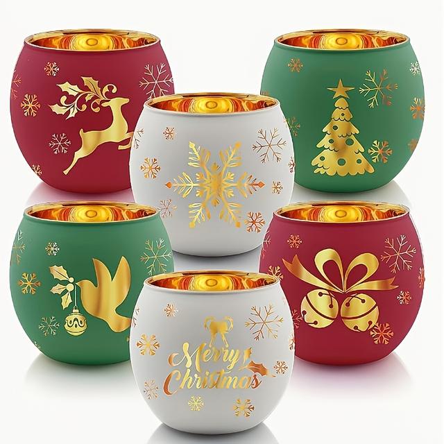 TEMU 6pcs Of Classic Electroplated Carved Translucent Vintage Candle Holders For Thanksgiving, Halloween, Christmas, Easter, And Valentine's Day