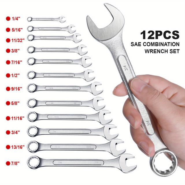 TEMU Ensemble de Clés Polyvalentes 12pcs Métriques/12pcs SAE/24pcs, SAE 1/4" à 7/8" Métrique 11mm à 231mm Parfait pour , , , l' Automobile, et Plus Encore
