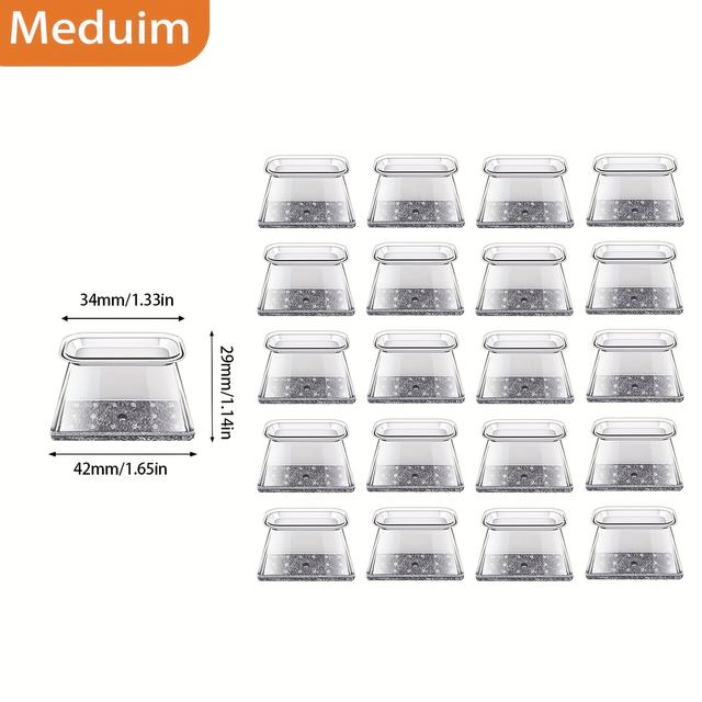 TEMU 20pcs Rectangular Chair Leg Floor Protectors, Premium Gray Felt, Chair Leg Pads For Hardwood Floors, Noise-free And Scratch-resistant Furniture Floor Pads