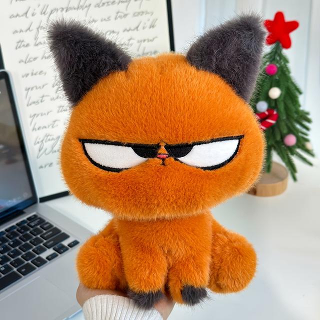 TEMU Мила та крута плюшева іграшка 9.84 дюймів | Пухнастий помаранчевий котенок, кавайна великомірна котяча м'яка іграшка, високоякісна котяча , подарунок на день , Хелловін, Різдво та Великдень