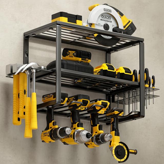 TEMU Heavy Duty Tool Storage Rack, Wall Mounted, Cordless Drill Stand, For Garage Workshop, Capacity, Perfect Gift For Father's Day, Utility Racks