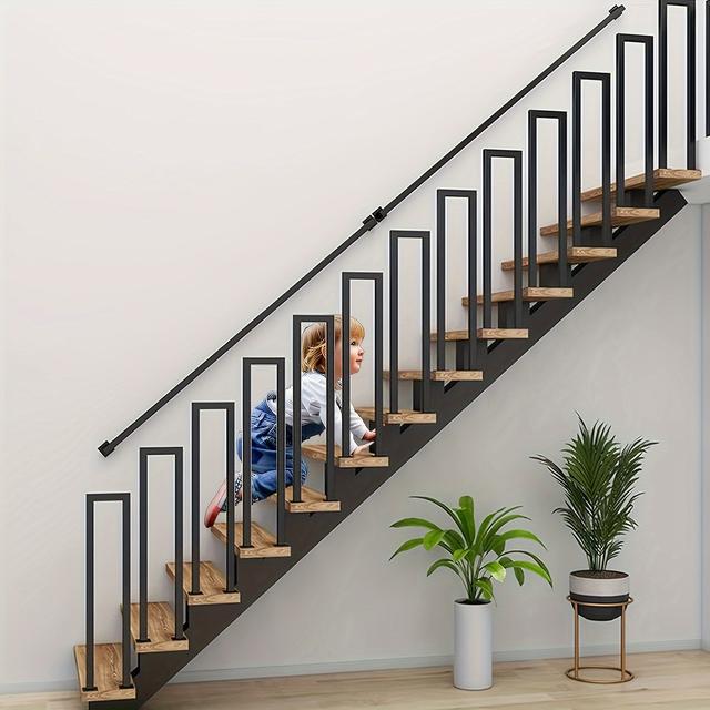 TEMU Stair Railings Indoor, U-shaped Railings Stairs, Railings Outside, Handrail Stairs, Stair Industrial Railing Non-slip Safety Stylish , For Stairs Porch Garden