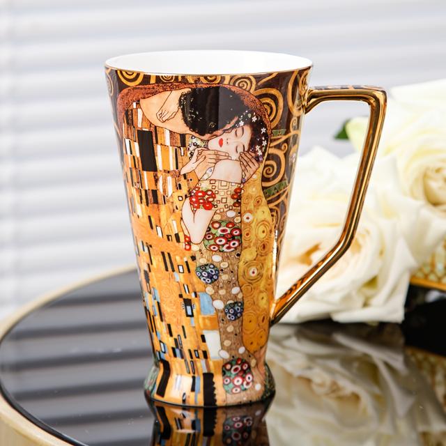 TEMU 1pc Large Bone China Mug With Romantic Character Design - European Style Non-slip Handle Cup, Ceramic Cup Suitable For, Office, - Elegant Gift For & (valentine' Day, Christmas)