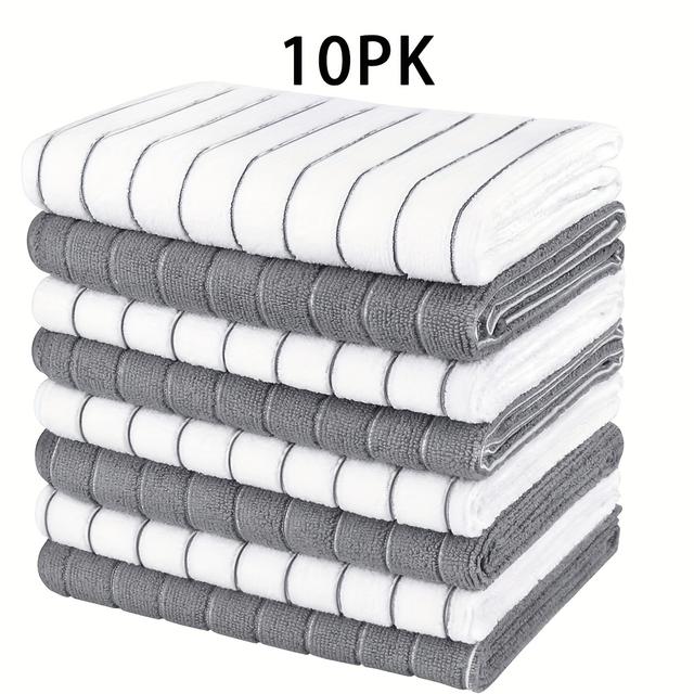 TEMU Super Absorbent Microfiber Kitchen Towels - Rapidly Liquids With Stylish Extra-wide Gray & , Extra Thick, Durable For Effortless Cleaning And Drying
