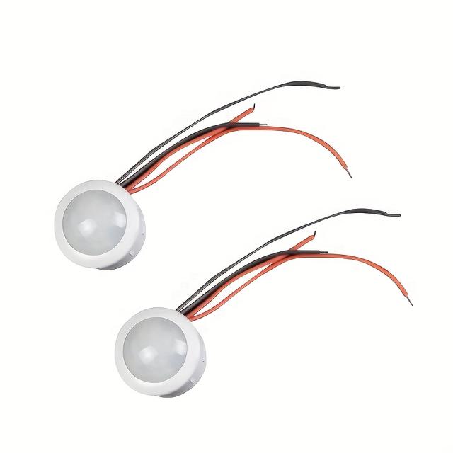 TEMU Zestaw 2 czujników ruchu PIR na podczerwień do automatycznego sterowania, kompatybilny z 12V i 24V, przeznaczony do wykrywania ludzkiego ciała w pomieszczeniach i na zewnątrz