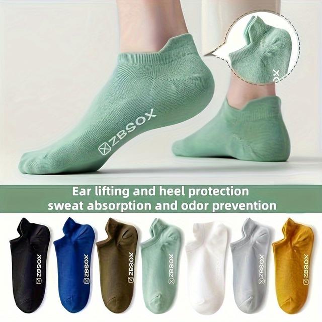 TEMU 7 Pairs Men's Invisible Socks, Low Cut, Odor-resistant, Sweat-wicking, Breathable, Lightweight 280g/m² Fabric, With Knit Polyester (97%) & Spandex (3%) Blend For Hand Wash/