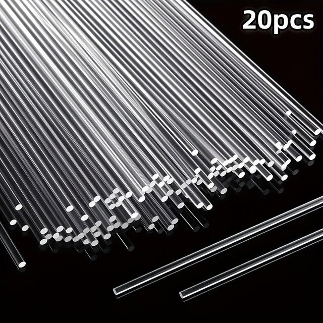 TEMU Packung mit 20 transparenten Acrylstäben, 20 cm/7,87 Zoll - Geeignet für Bastelarbeiten, Partydekorationen, Heim- und Gartendeko, Themenpartys und saisonale Ausstellungen