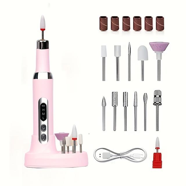 TEMU Electric Nail Drill Machine Professional With Drill Bits & Sanding Bands, Cordless Electric Nail File For Acrylic Gel Nails, Manicure And Pedicure Kit For Grinding Polishing Trimming