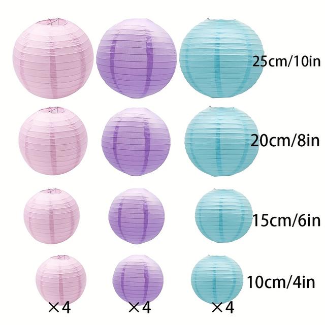 TEMU 12 piezas, Tema de - Rosa , , 4 de Color, Adecuadas para Fiestas de de , Decoraciones de Bodas Unicornio, Farolillos Plegables de Papel, Bolas de Tela, Decoraciones de Halloween y Navidad