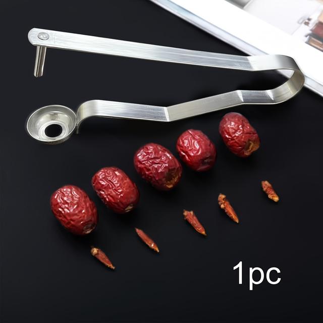 TEMU 【1個】ステンレス製 種取り器 家庭用 キッチン 桃の種取り器 ハンドヘルド イチョウナラ デート フルーツ 多機能 種取りと皮むき デートクリップ キッチンガ