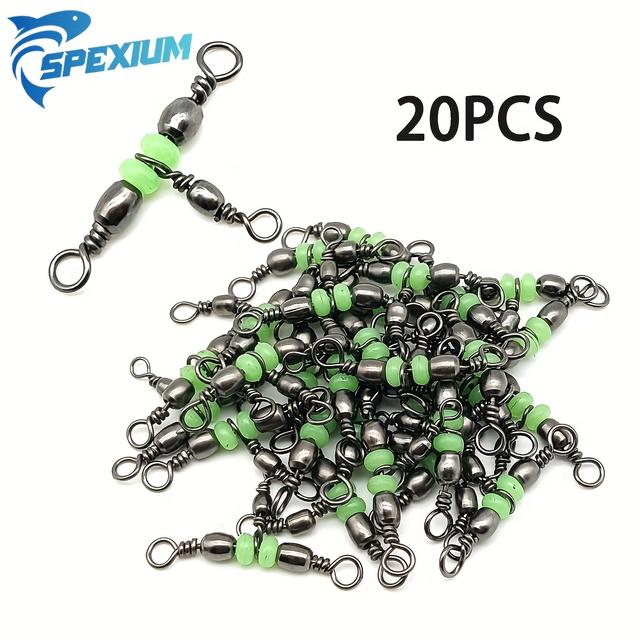 TEMU 20 piezas de separador giratorio triple, conector para pesca en con cuentas luminosas, mosquetón giratorio triple de barril