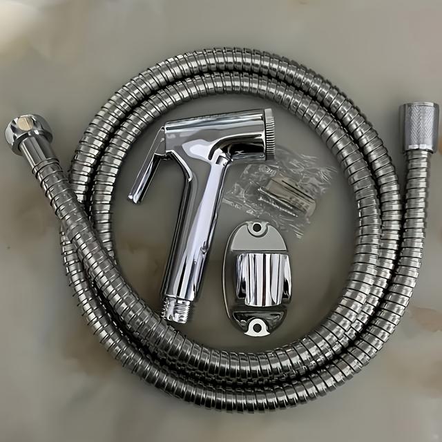 TEMU طقم ترقية كامل للحمام: رأس دش محمول باليد، بخاخ بيديه، وغسالة مياه للخزانة - يثبت على الحائط، لا يتطلب طاقة - هدية مثالية لعيد الميلاد، والهالوين، وعيد الحب