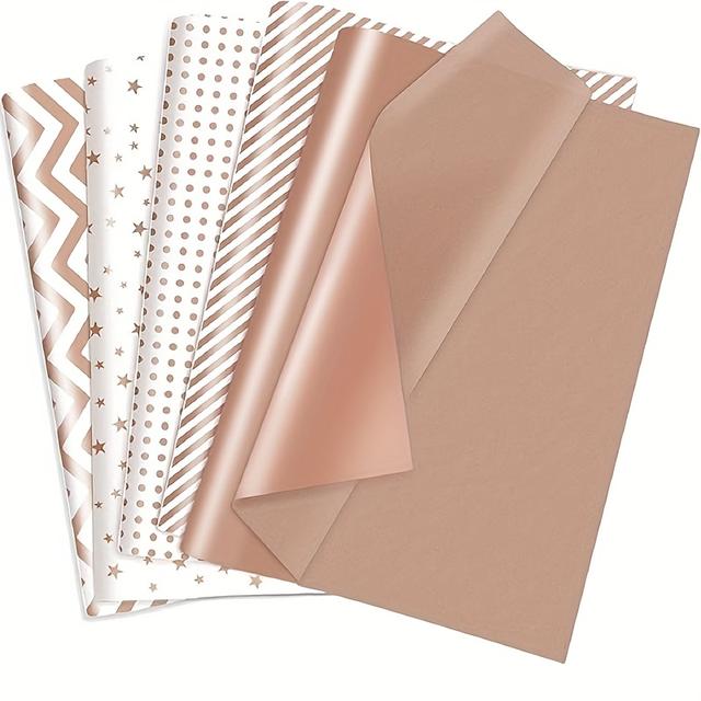 TEMU 50 Sheets Of Rose Golden Tissue Paper, Metallic Wrapping Paper For Gift Bags, Wrapping Gifts, And Decorations For Birthday Parties, Including Homemade Tassel Confetti.