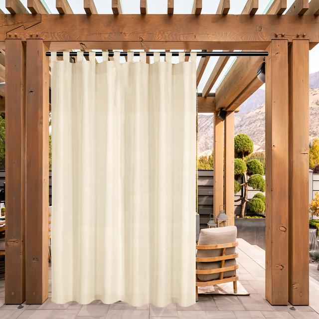 TEMU 1pc Contemporary Outdoor Curtains For Patio - Light-filtering Polyester, Privacy Tape Top, Rod , Machine Washable - Ideal For Porch, Pergola, Caban