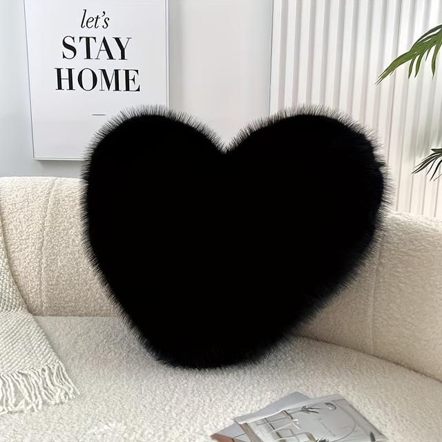 TEMU Ein niedliches, rosa, herzförmiges Kissen aus Kunstbüffelfell, perfekt zum Dekorieren Sofas im Wohnzimmer und ein tolles Geburtstagsgeschenk.