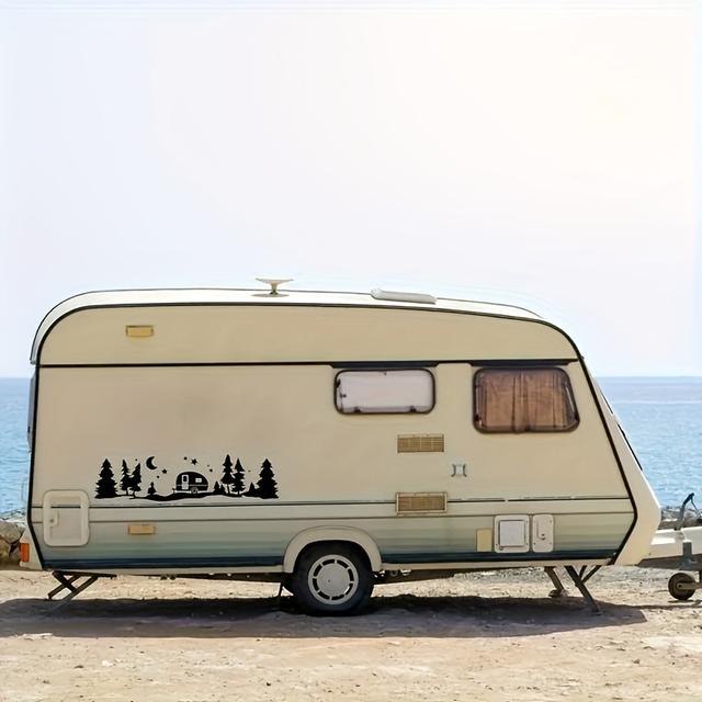 TEMU Camping Under The Starry Sky, Car Decorative Stickers. The And Trailers Are Accompanied By Sky , A Romantic Journey., Car Window Decoration, Rv Exterior Customization, Vinyl Auto Decals