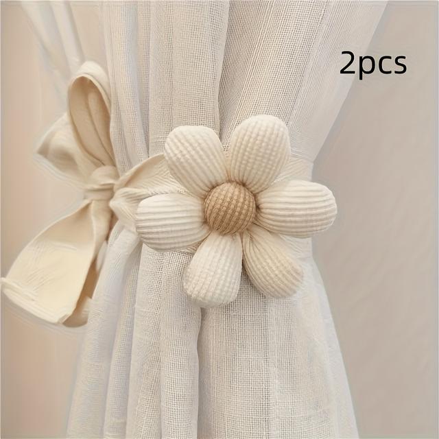 TEMU Sada 2 ks roztomilých klipů na závěsy s květinami, šňůry na závěsy, zavazovací šňůrky na závěsy pro domácí dekoraci