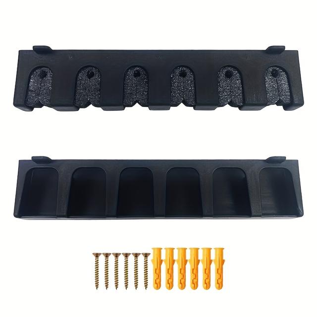 TEMU Black Abs Fishing Rod Holder - Wall Mounted, High Density Storage Rack For Garage And Sports Equipment Storage