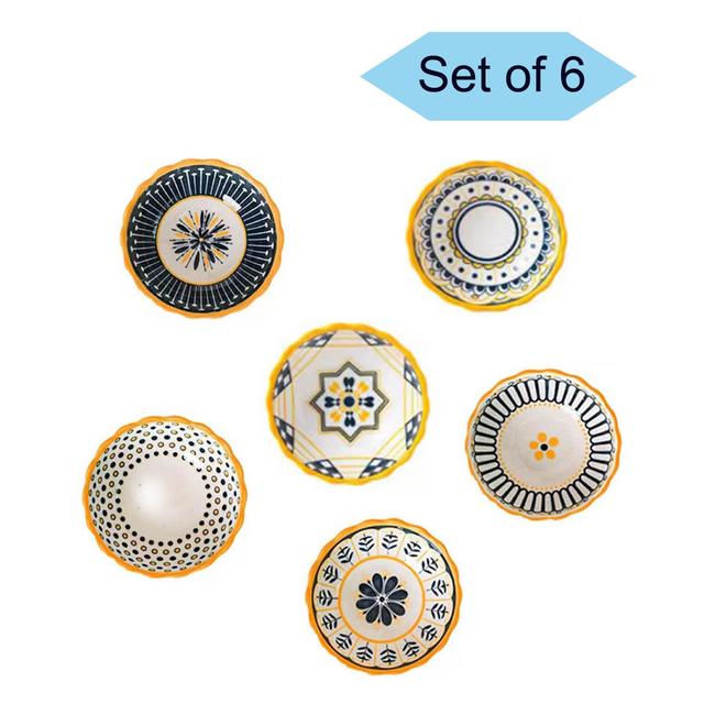 TEMU 6pcs Set Colorful Ceramics Small Bowls, Retro Soy Sauce Dish, Ceramics Dip Bowls, Sauce Bowls, Mini Bowls, Condiment Bowls, Small Bowls For Dipping, Dipping Sauce Bowls (4inch)