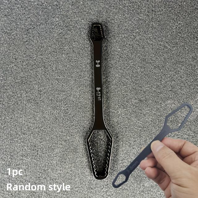 TEMU 1pc Multifunctional Black Torx Wrench - Adjustable Self-tightening Dual-ended Wrench With 3-17mm Thread Size, 5mm Thick And Portable Handle For Car Repair