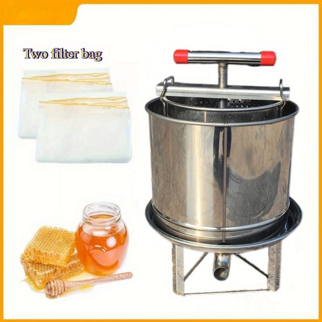 TEMU Press Set With Stainless Steel Bucket - Professional Beekeeping For Apiaries, Ideal For Wax And Extraction, Suitable For Juicing
