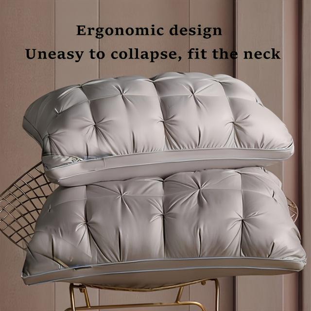 TEMU Ergonomic Neck Pillows With Cervical Support - Breathable Cover, Adjustable Profile Core, 53.4x80cm Bed Pillow For Home, Office, And Travel