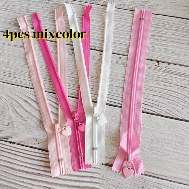 TEMU Juego de 4 cremalleras de nailon con de corazones - Cremallera cerrada de poliéster n.º 5 de 25 cm en , apta para coser en ropa, carteras y manualidades
